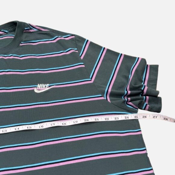Nike Sportswear Club Spruce Stripe Green Blue Pink T-Shirt Men’s 2XL - Tall - Picture 5 of 11